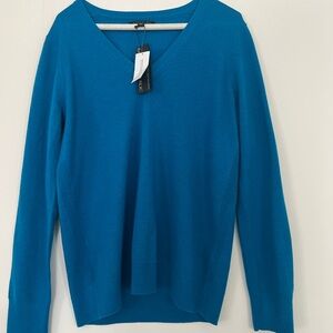 Banana Republic 100% Merino Wool V-Neck Sweater Blue Size L NWT”